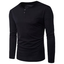 Load image into Gallery viewer, Mens Long Sleeve Plain T-shirt 2018 Autumn Fashion Men's Button Placket Front Henley Shirts Slim Fit Cotton Men Basic T-Shirt