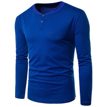 Load image into Gallery viewer, Mens Long Sleeve Plain T-shirt 2018 Autumn Fashion Men's Button Placket Front Henley Shirts Slim Fit Cotton Men Basic T-Shirt