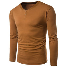 Load image into Gallery viewer, Mens Long Sleeve Plain T-shirt 2018 Autumn Fashion Men's Button Placket Front Henley Shirts Slim Fit Cotton Men Basic T-Shirt